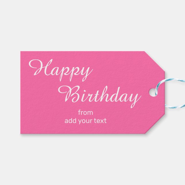 Lively Pink Birthday Gift Tags (Front (Horizontal))