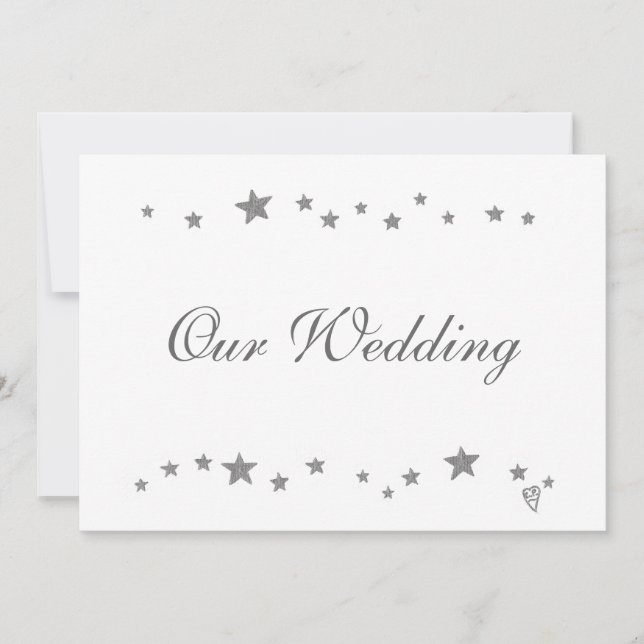 Lively Silver Stars Border, Our Wedding Invitation (Front)