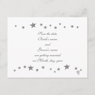 Lively silver stars border Wedding Save the date Announcement Postcard