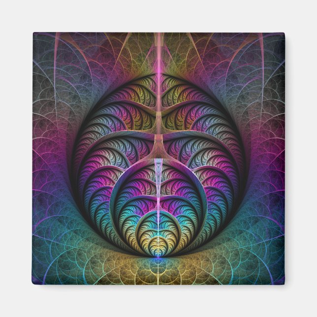 Lively Structures Colourful Abstract Fractal Art Magnet (Front)