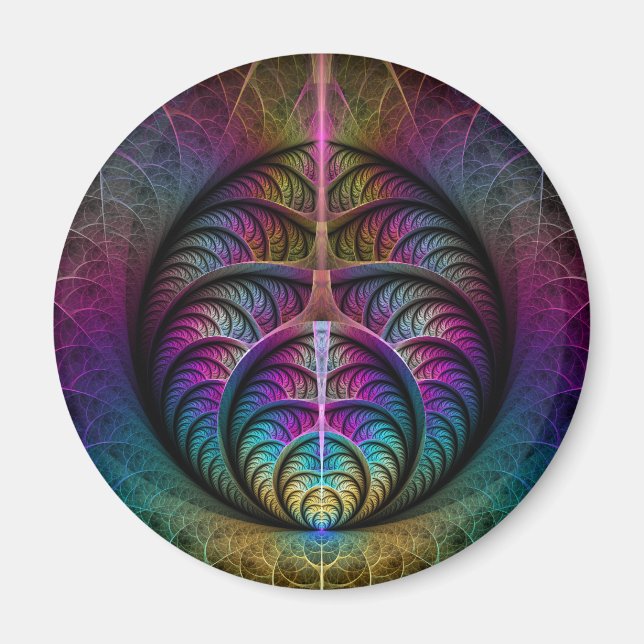Lively Structures Colourful Abstract Fractal Art Magnet (Front)