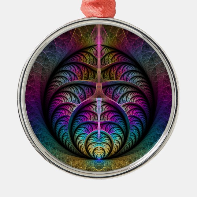 Lively Structures Colourful Abstract Fractal Art Metal Tree Decoration (Front)