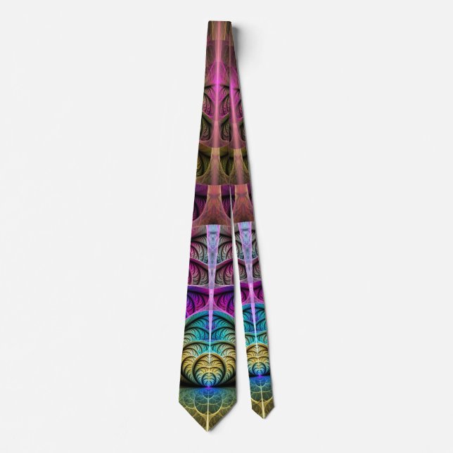 Lively Structures Colourful Abstract Fractal Art Tie (Front)