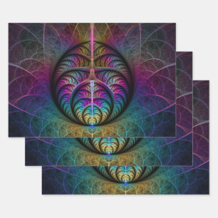 Lively Structures Colourful Abstract Fractal Art Wrapping Paper Sheet