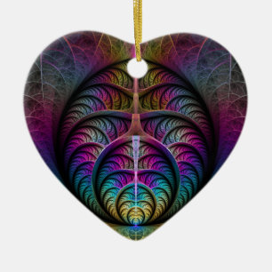 Lively Structures Colourful Abstract Fractal Heart Ceramic Tree Decoration