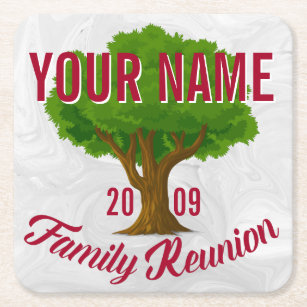 Lively Tree Personalised Family Reunion Square Paper Coaster