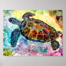 Lively Turtle on Rice Paper