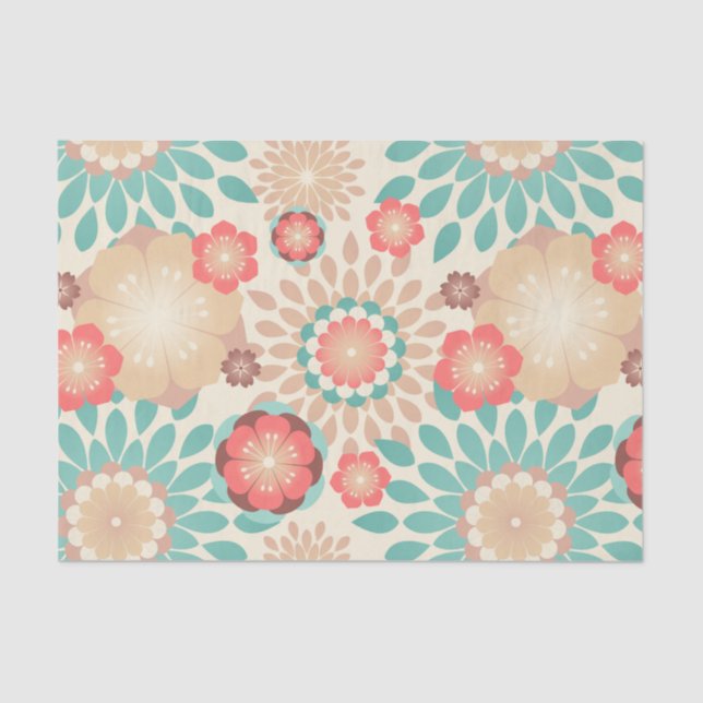 Lively warm spring flowers blooming pattern tissue paper (Front)