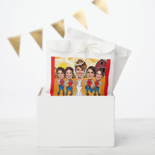 Lively Western Caricatures Bridal Event Favour Bags