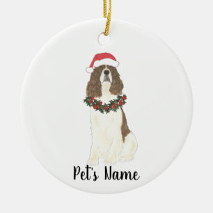 Liver and White English Springer Spaniel Christmas Ceramic Tree Decoration