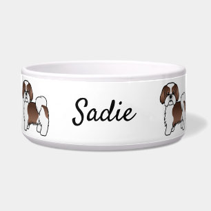 Liver And White Shih Tzu Cute Cartoon Dog & Name