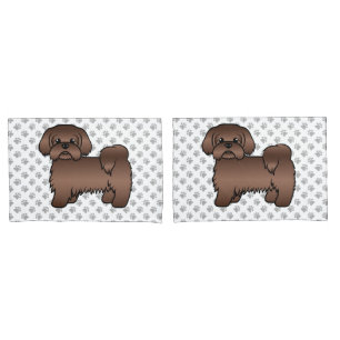 Liver Brown Shih Tzu Cute Cartoon Dog Illustration Pillowcase