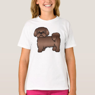 Liver Brown Shih Tzu Cute Cartoon Dog Illustration T-Shirt