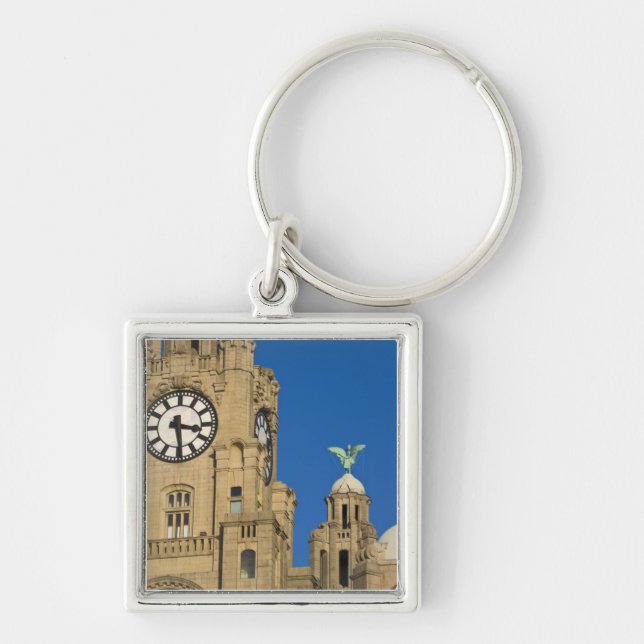 Liver Building, Liverpool, Merseyside, England Key Ring (Front)