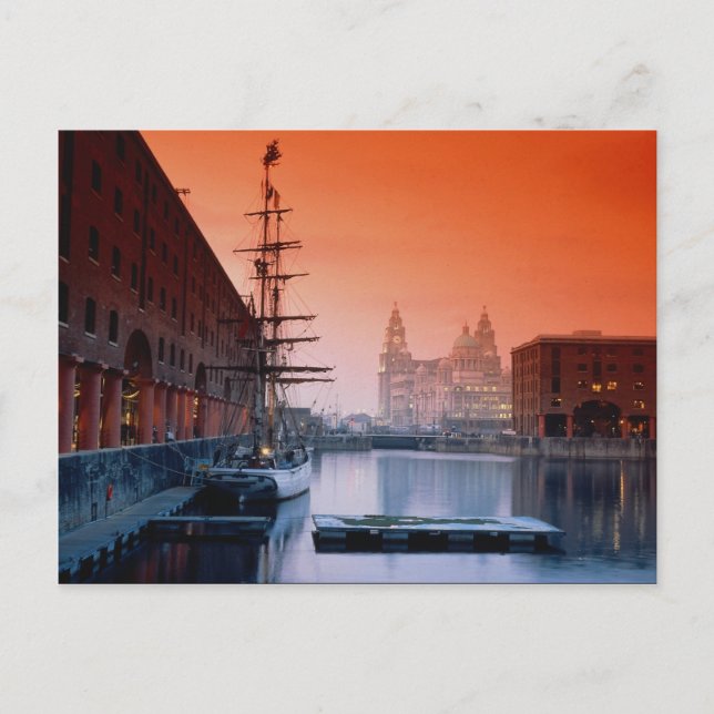Liver buildings from Albert Dock Complex, Liverpoo Postcard (Front)