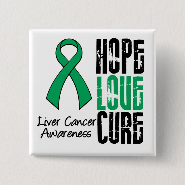 Liver Cancer Cancer Hope Love Cure Ribbon 15 Cm Square Badge (Front)