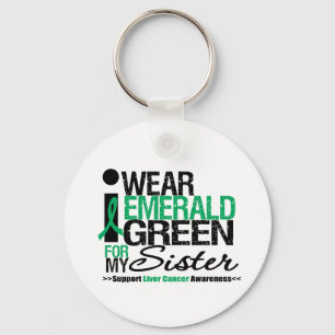 Liver Cancer Emerald Green Ribbon For My Sister Key Ring