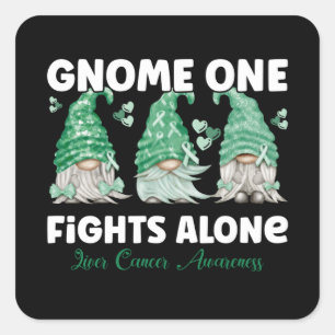 Liver Cancer Emerald Ribbon Gnome Square Sticker