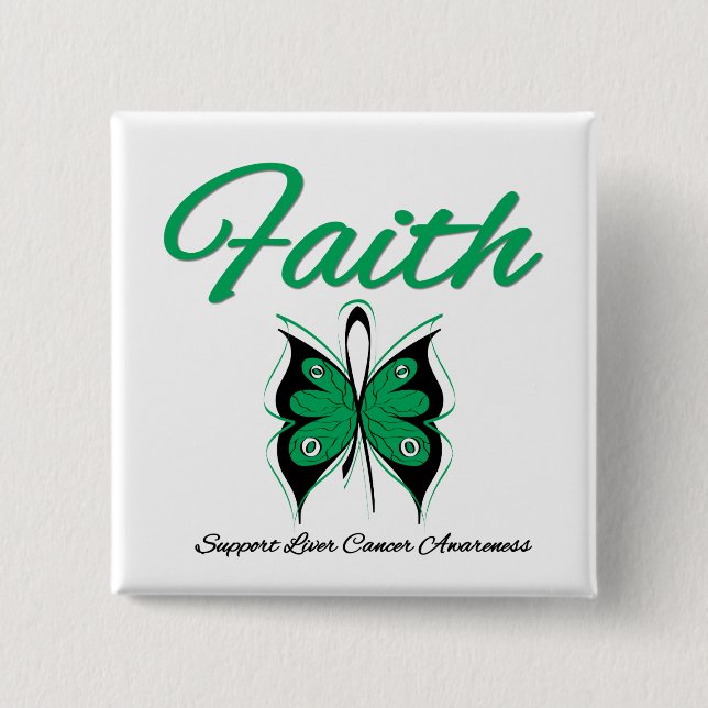 Liver Cancer Faith Butterfly Ribbon 15 Cm Square Badge (Front)