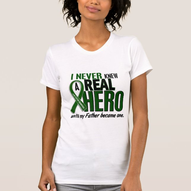 Liver Cancer NEVER KNEW A HERO 2 Father T-Shirt (Front)