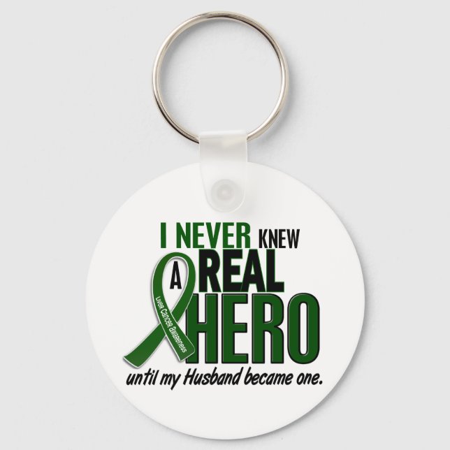 Liver Cancer NEVER KNEW A HERO 2 Husband Key Ring (Front)