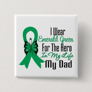 Liver Cancer Ribbon Hero My Dad 15 Cm Square Badge