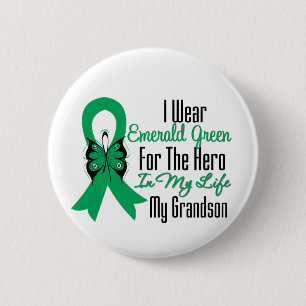 Liver Cancer Ribbon Hero My Grandson 6 Cm Round Badge