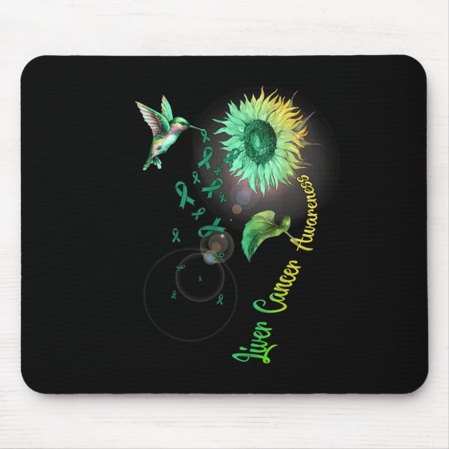 Liver Cancer Sunflower Hummingbird  Mouse Pad (Front)