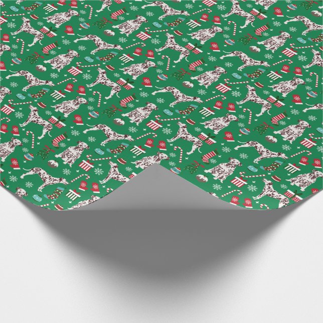 Liver Dalmatian Dog Christmas Wrapping Paper (Corner)