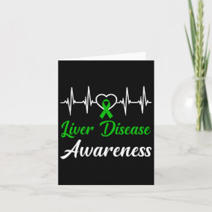 Liver Disease Awareness Love Heartbeat Green Ribbo Card