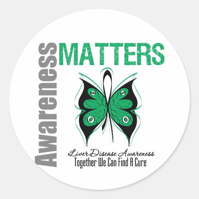Liver Disease Awareness Matters Classic Round Sticker (Front)
