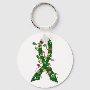 Liver Disease Christmas Lights Ribbon Key Ring