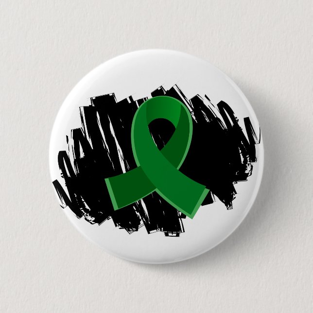 Liver Disease Emerald Green Ribbon With Scribble 6 Cm Round Badge (Front)