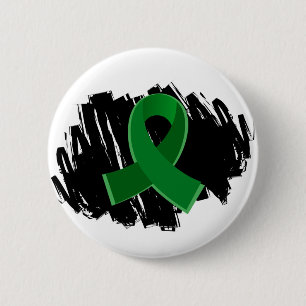 Liver Disease Emerald Green Ribbon With Scribble 6 Cm Round Badge