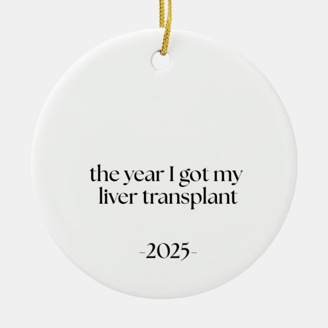 Liver Transplant Date Ceramic Tree Decoration (Front)