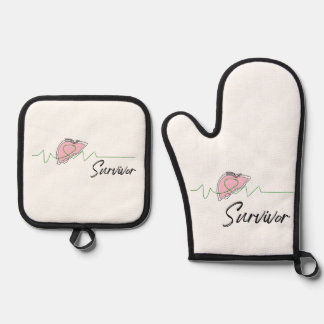 Liver Transplant Recipient, Survivor Recovery Gift Oven Mitt & Pot Holder Set