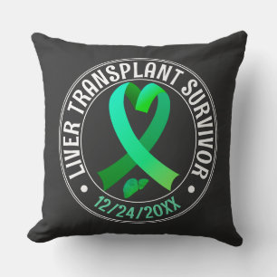 Liver Transplant Survivor Green Ribbon Custom Cushion