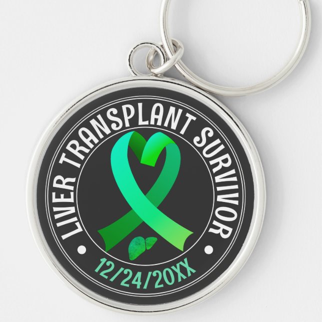Liver Transplant Survivor Green Ribbon Custom Key Ring (Front)