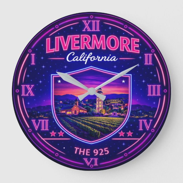Livermore California Wine Country Large Clock (Front)