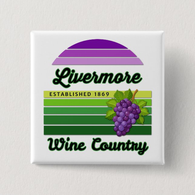 Livermore Wine Country Purple Green Stripes Grapes 15 Cm Square Badge (Front)