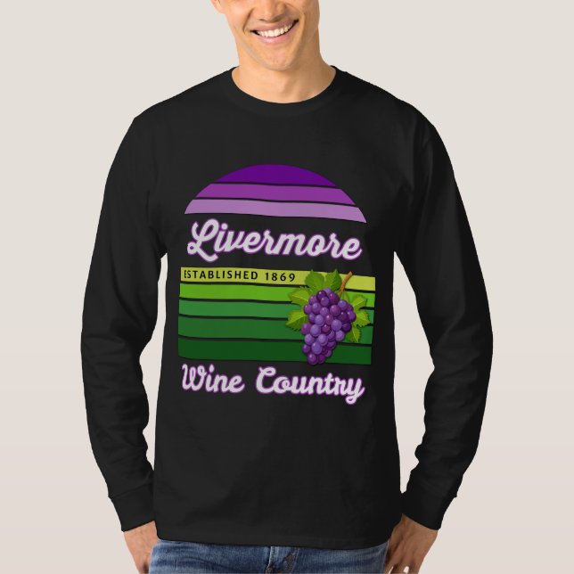Livermore Wine Country Purple Green Stripes Grapes T-Shirt (Front)
