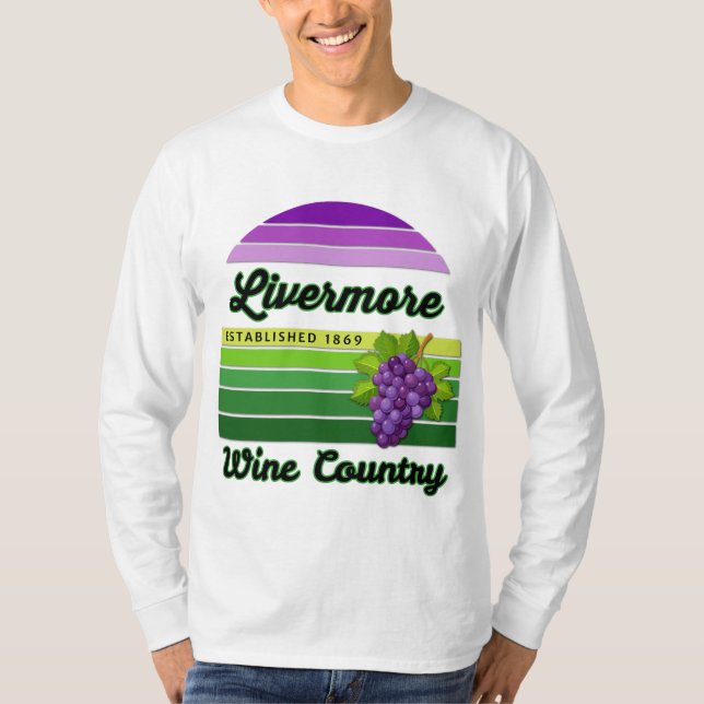Livermore Wine Country Purple Green Stripes Grapes T-Shirt (Front)