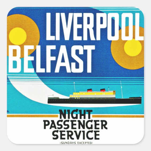 Liverpool - Belfast Ferry Square Sticker (Front)