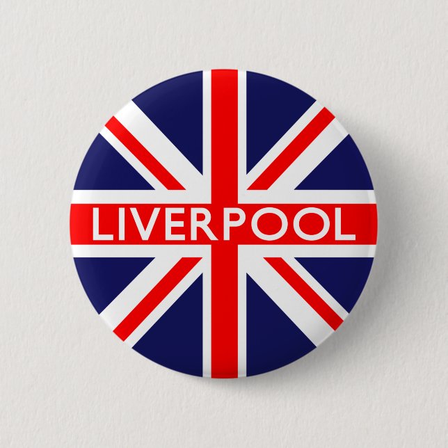 Liverpool : British Flag 6 Cm Round Badge (Front)