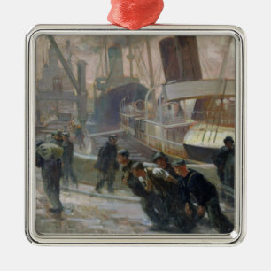 Liverpool Dockers at Dawn, 1903 Metal Tree Decoration