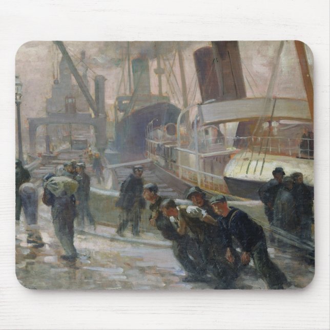 Liverpool Dockers at Dawn, 1903 Mouse Pad (Front)