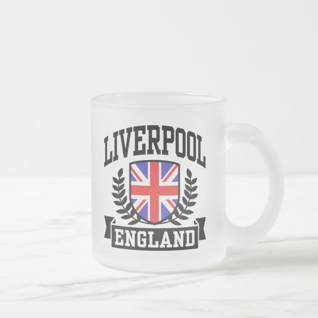 Liverpool England Frosted Glass Coffee Mug (Right)