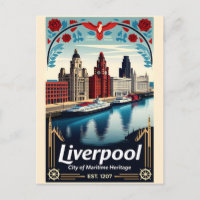 Liverpool England Retro Travel Poster Art