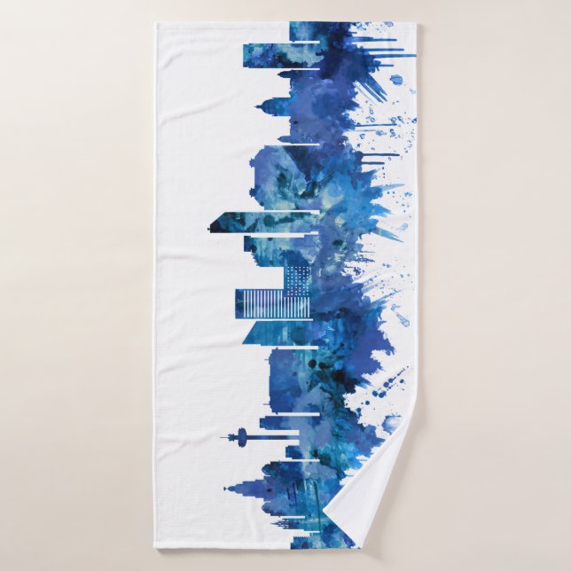 Liverpool England Skyline Blue Bath Towel (Bath Towel)