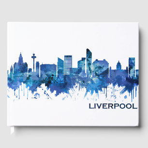 Liverpool England Skyline Blue Guest Book